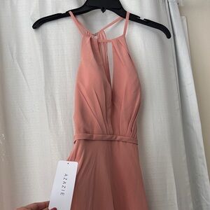 Azazie Blush Halter Bridesmaids Dress